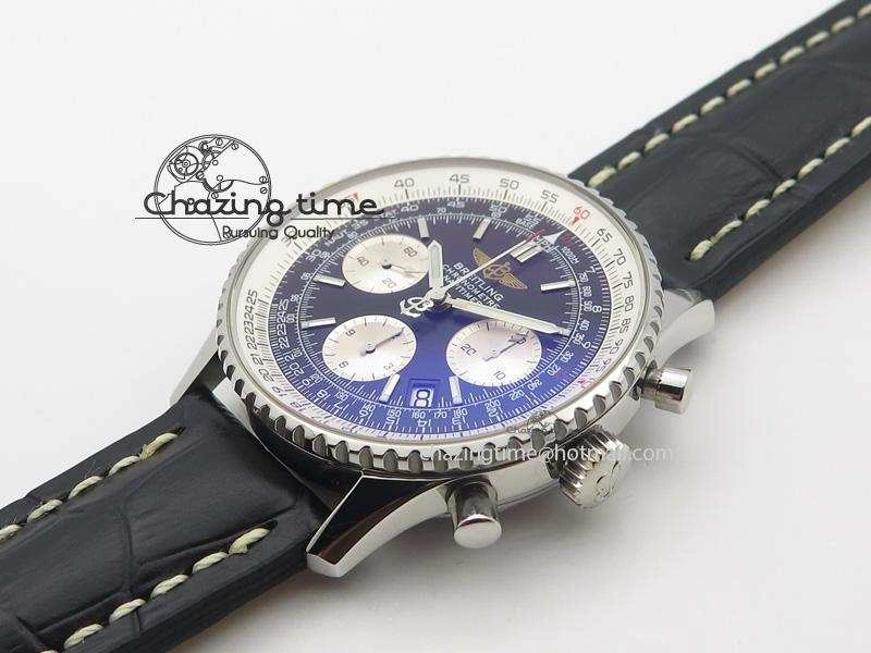 Navitimer 01 Bp Maker 1:1 SS Black Dial On Black Leather Strap A7750