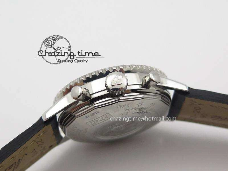 Navitimer 01 Bp Maker 1:1 SS Black Dial On Black Leather Strap A7750