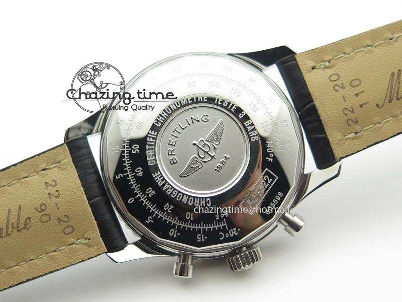 Navitimer 01 Bp Maker 1:1 SS Black Dial On Black Leather Strap A7750