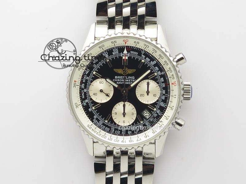 Navitimer 01 Bp Maker 1:1 SS Black Dial On SS Bracelet A7750