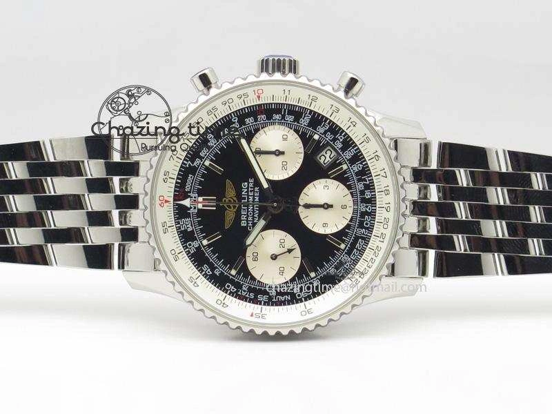 Navitimer 01 Bp Maker 1:1 SS Black Dial On SS Bracelet A7750