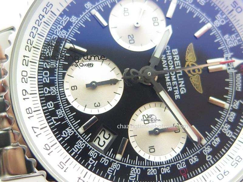 Navitimer 01 Bp Maker 1:1 SS Black Dial On SS Bracelet A7750