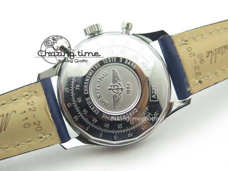 Navitimer 01 Bp Maker 1:1 SS Blue Dial On Blue Leather Strap A7750