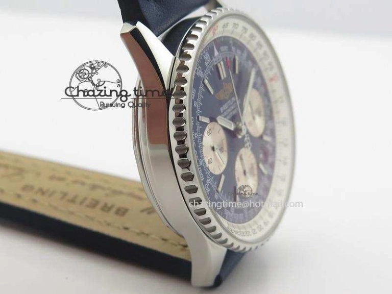 Navitimer 01 Bp Maker 1:1 SS Blue Dial On Blue Leather Strap A7750
