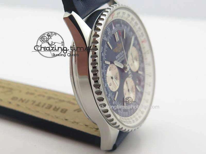 Navitimer 01 Bp Maker 1:1 SS Blue Dial On Blue Leather Strap A7750