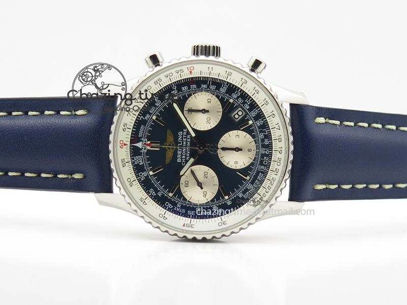Navitimer 01 Bp Maker 1:1 SS Blue Dial On Blue Leather Strap A7750