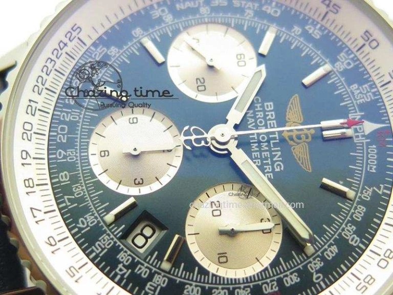 Navitimer 01 Bp Maker 1:1 SS Blue Dial On Blue Leather Strap A7750