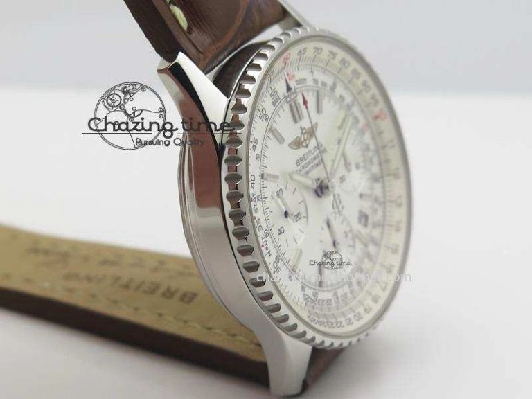 Navitimer 01 Bp Maker 1:1 SS White Dial On Brown Leather Strap A7750