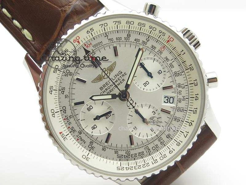Navitimer 01 Bp Maker 1:1 SS White Dial On Brown Leather Strap A7750