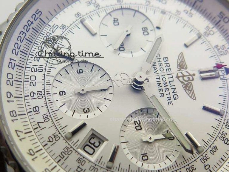 Navitimer 01 Bp Maker 1:1 SS White Dial On Brown Leather Strap A7750