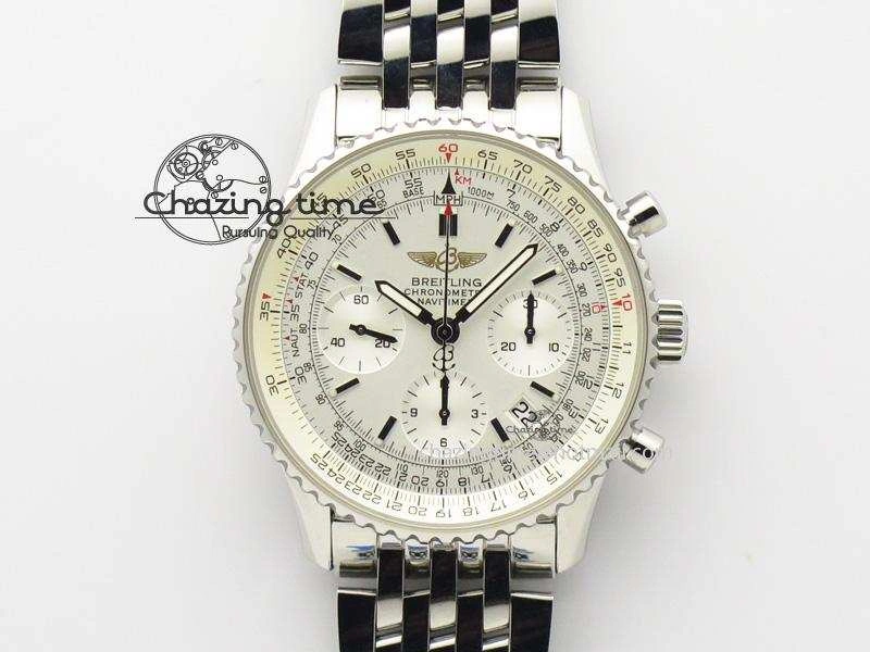 Navitimer 01 Bp Maker 1:1 SS White Dial On SS Bracelet A7750