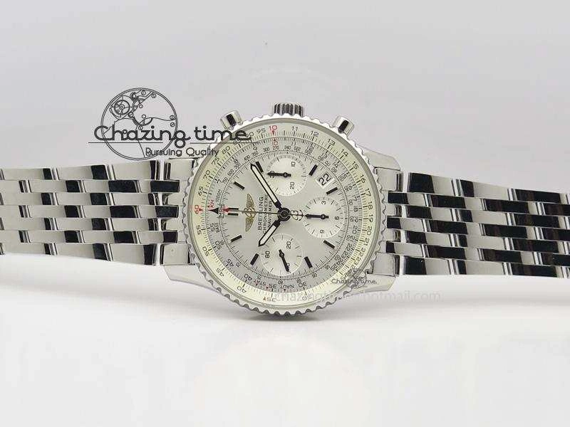 Navitimer 01 Bp Maker 1:1 SS White Dial On SS Bracelet A7750
