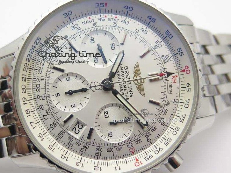 Navitimer 01 Bp Maker 1:1 SS White Dial On SS Bracelet A7750
