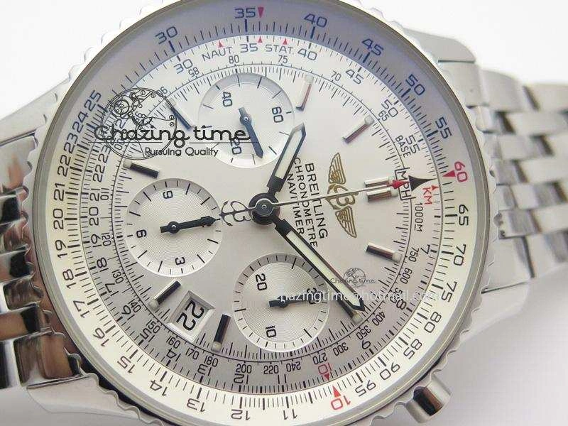Navitimer 01 Bp Maker 1:1 SS White Dial On SS Bracelet A7750