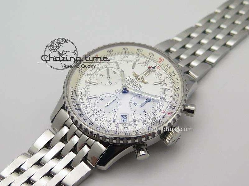 Navitimer 01 Bp Maker 1:1 SS White Dial On SS Bracelet A7750