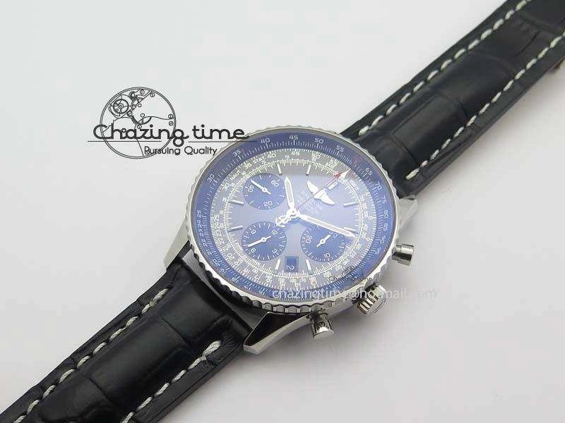 Navitimer 01 SS Gray Dial On Black Leather Strap A7750