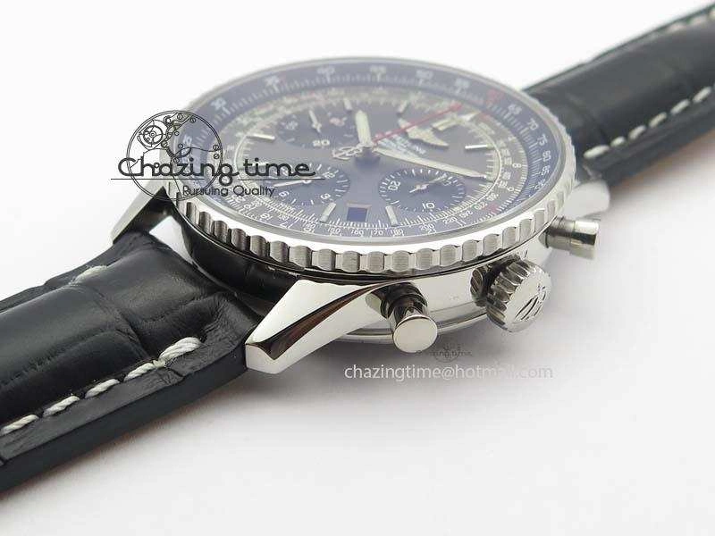 Navitimer 01 SS Gray Dial On Black Leather Strap A7750