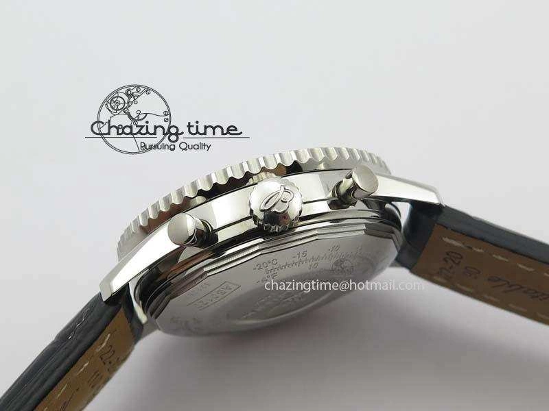 Navitimer 01 SS Gray Dial On Black Leather Strap A7750