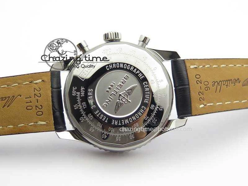 Navitimer 01 SS Gray Dial On Black Leather Strap A7750