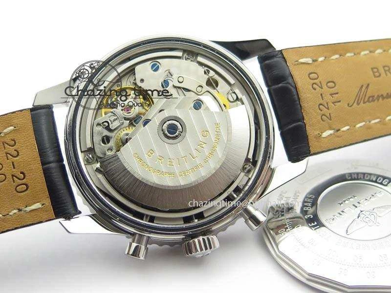 Navitimer 01 SS Gray Dial On Black Leather Strap A7750