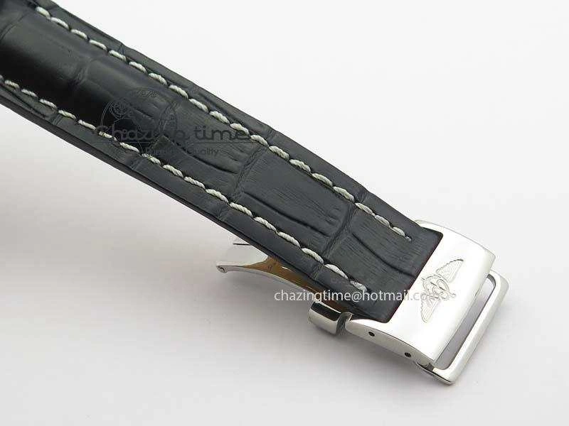 Navitimer 01 SS Gray Dial On Black Leather Strap A7750
