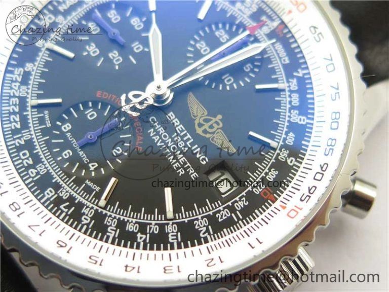Navitimer 1 41mm SS B50 Black Dial on Black Leather Strap A7750