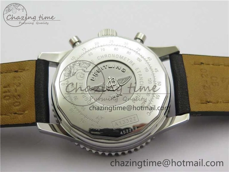 Navitimer 1 41mm SS B50 Black Dial on Black Leather Strap A7750