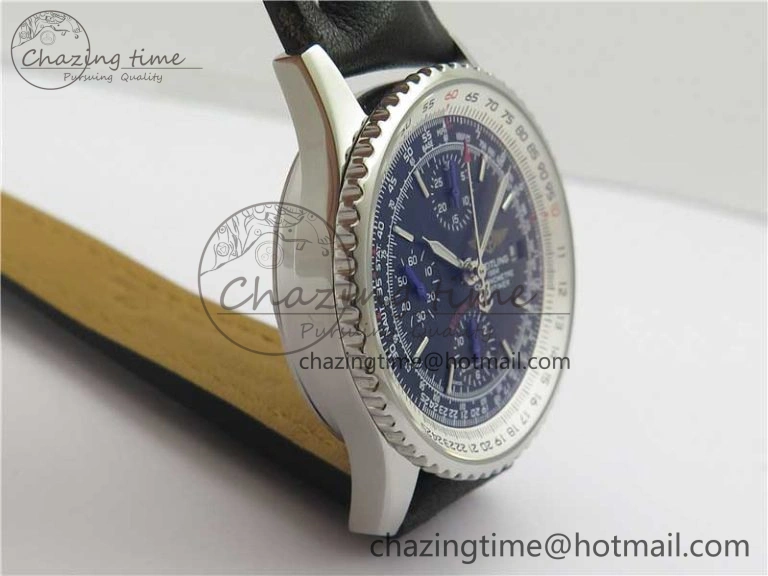 Navitimer 1 41mm SS B50 Black Dial on Black Leather Strap A7750