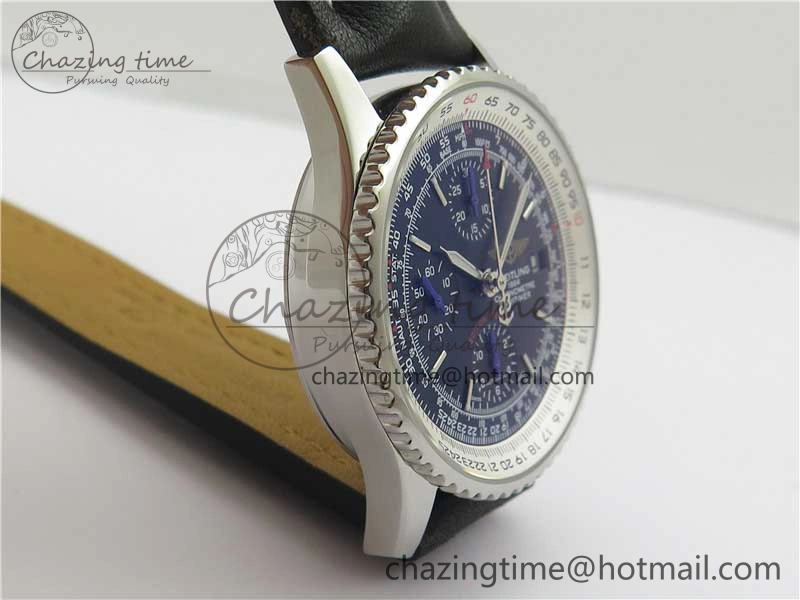 Navitimer 1 41mm SS B50 Black Dial on Black Leather Strap A7750