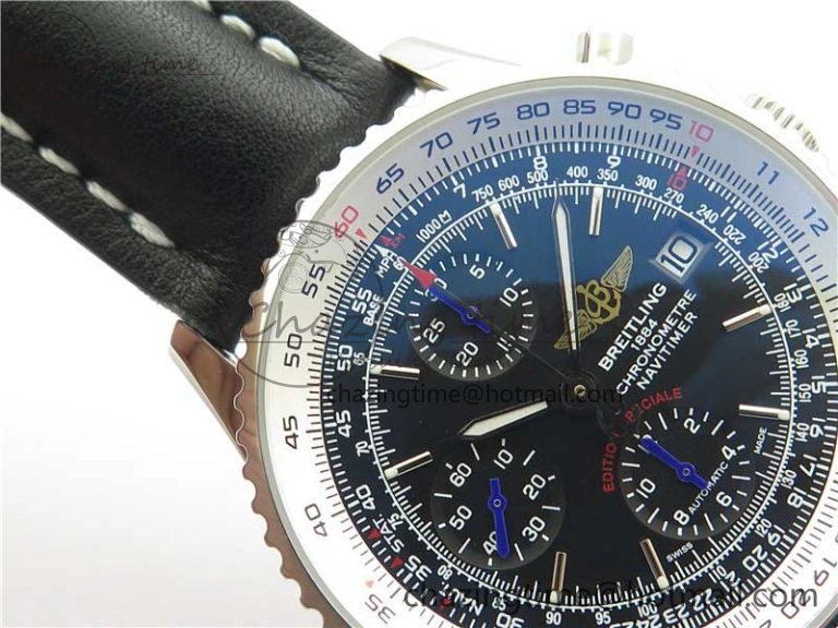 Navitimer 1 41mm SS B50 Black Dial on Black Leather Strap A7750