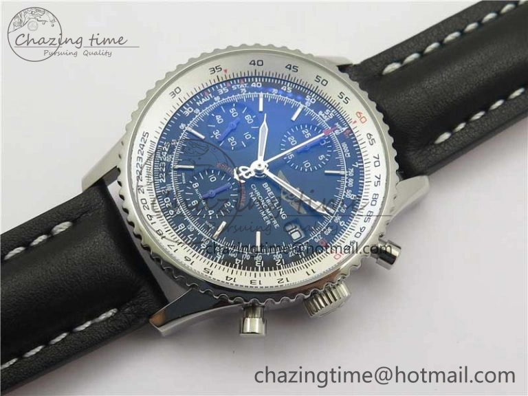 Navitimer 1 41mm SS B50 Black Dial on Black Leather Strap A7750