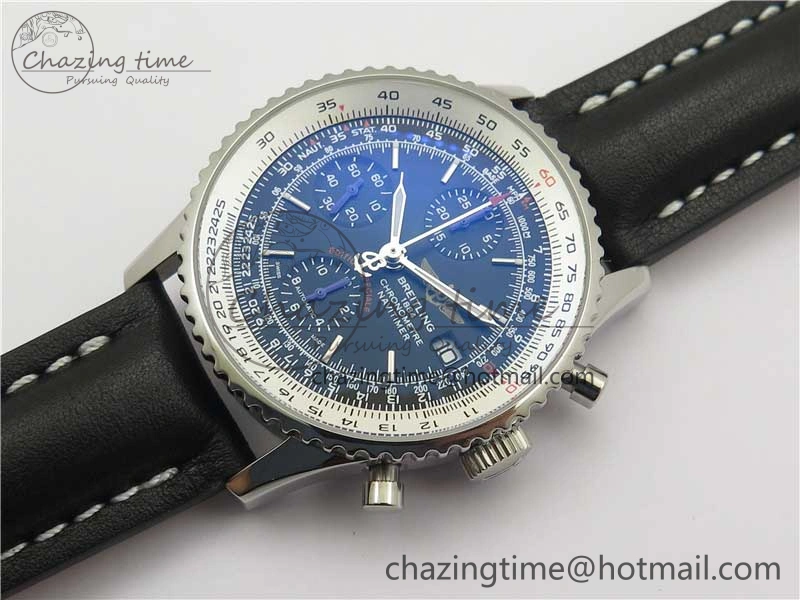 Navitimer 1 41mm SS B50 Black Dial on Black Leather Strap A7750