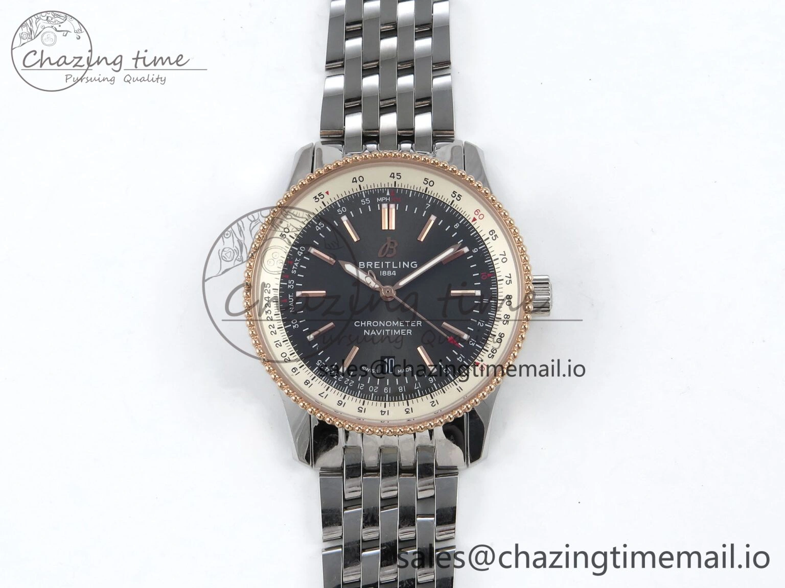 Navitimer 1 RG 41mm TF 1:1 Best Edition SS Bezel Gray Dial on SS Bracelet A2824