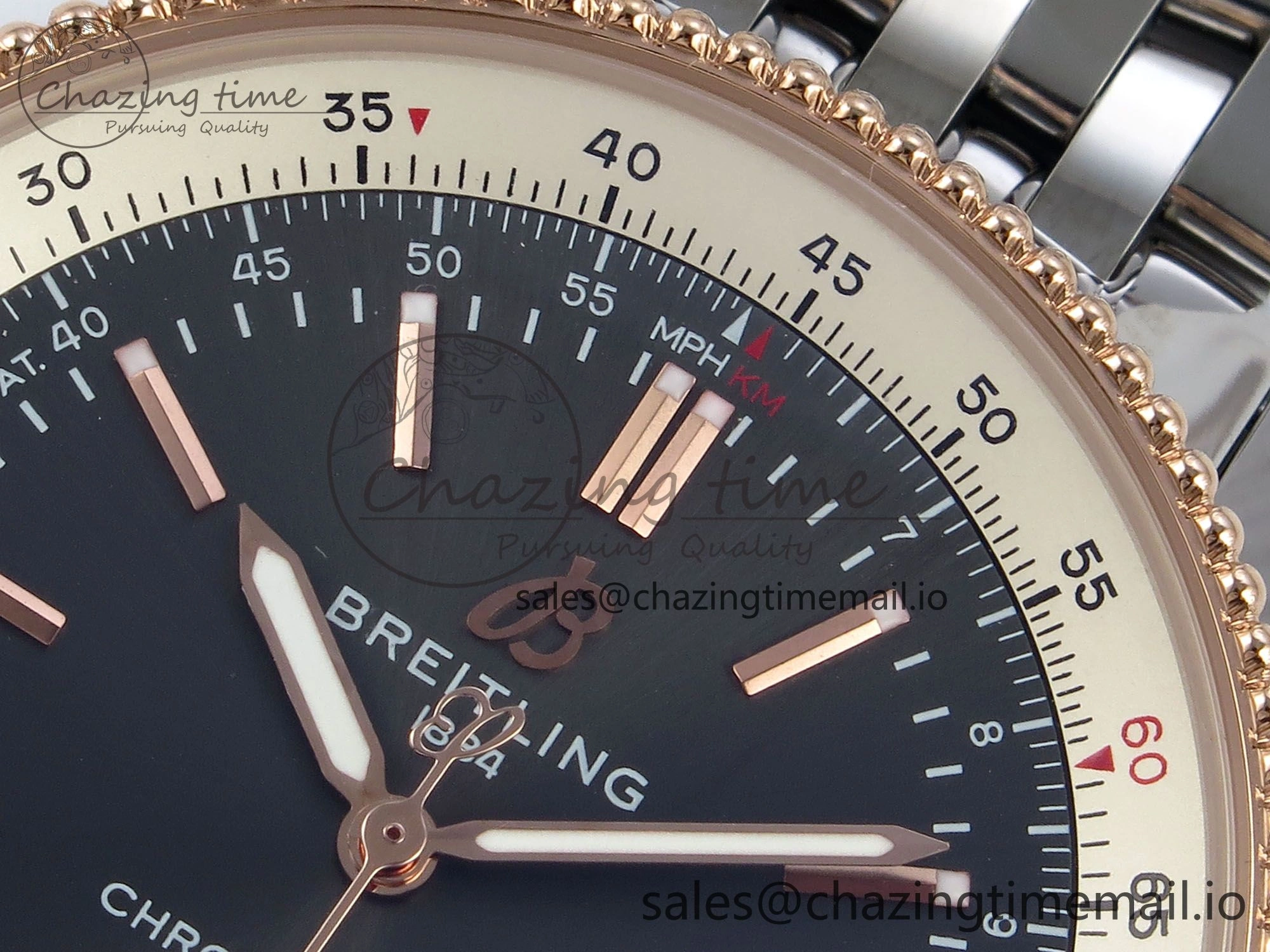 Navitimer 1 RG 41mm TF 1:1 Best Edition SS Bezel Gray Dial on SS Bracelet A2824