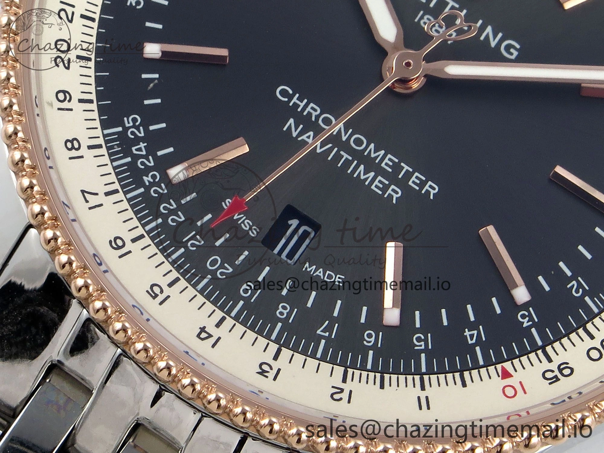 Navitimer 1 RG 41mm TF 1:1 Best Edition SS Bezel Gray Dial on SS Bracelet A2824