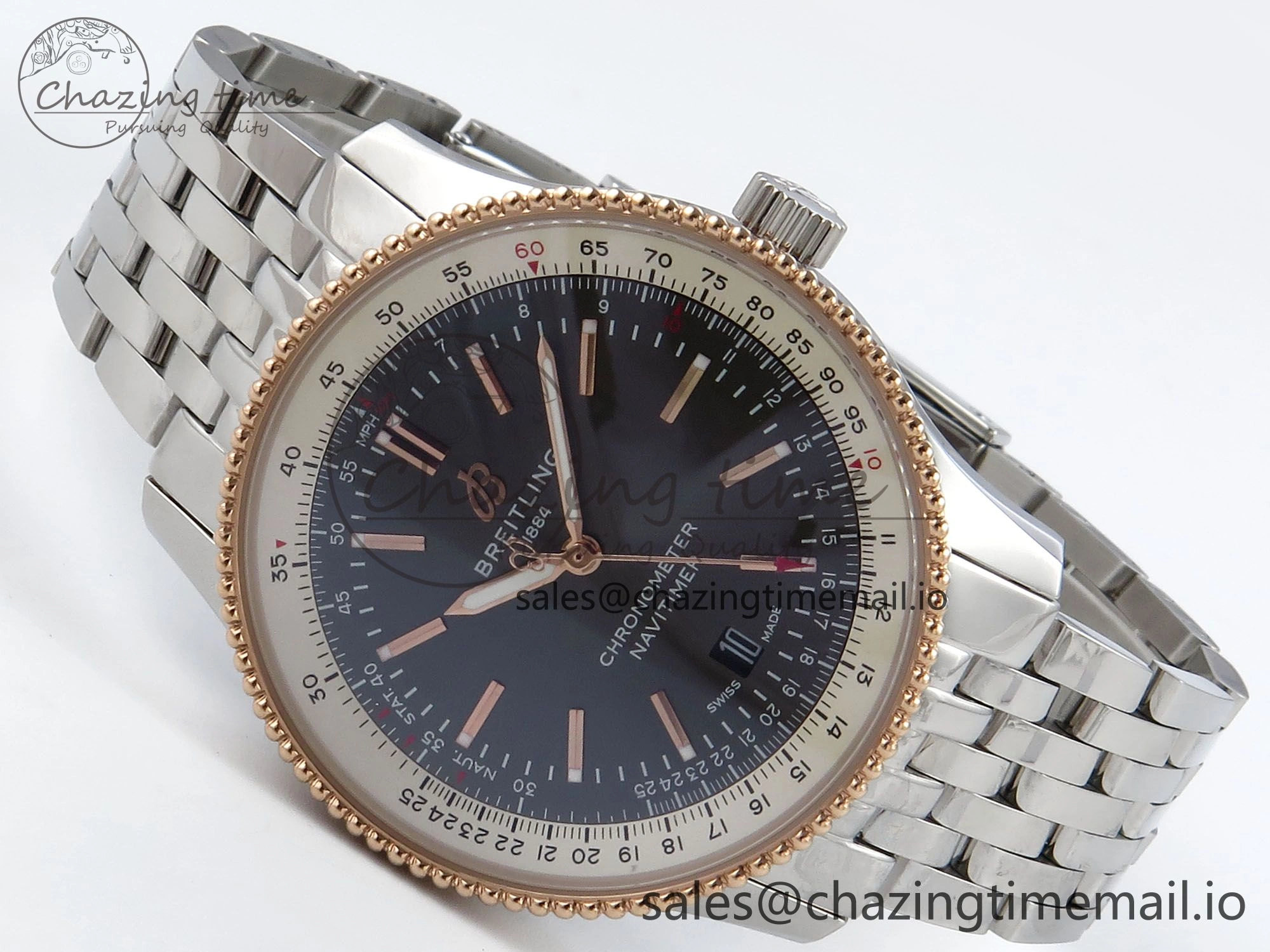 Navitimer 1 RG 41mm TF 1:1 Best Edition SS Bezel Gray Dial on SS Bracelet A2824