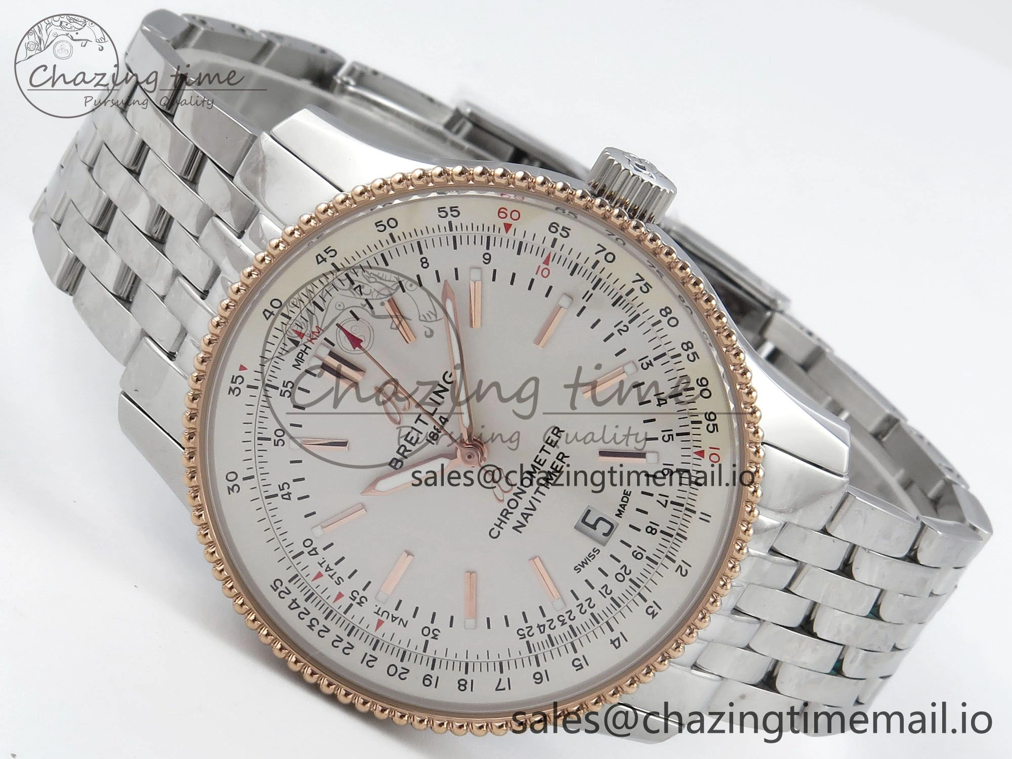 Navitimer 1 RG 41mm TF 1:1 Best Edition SS Bezel White Dial on SS Bracelet A2824