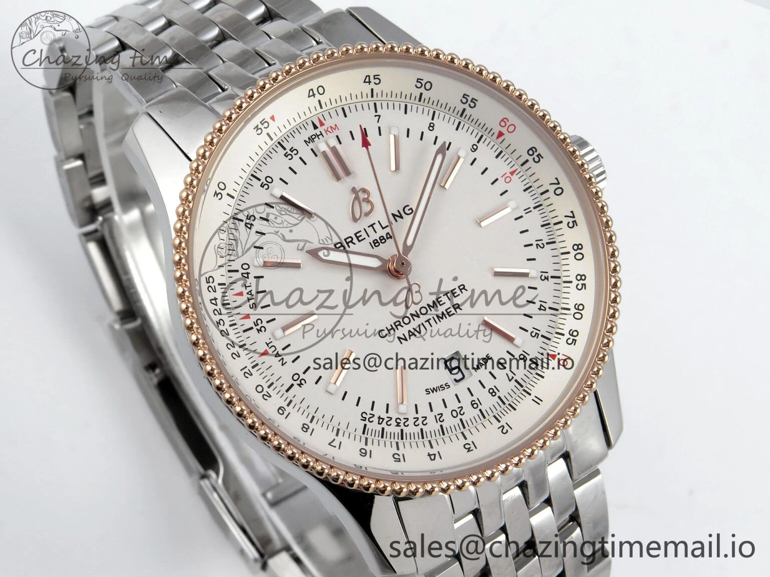 Navitimer 1 RG 41mm TF 1:1 Best Edition SS Bezel White Dial on SS Bracelet A2824