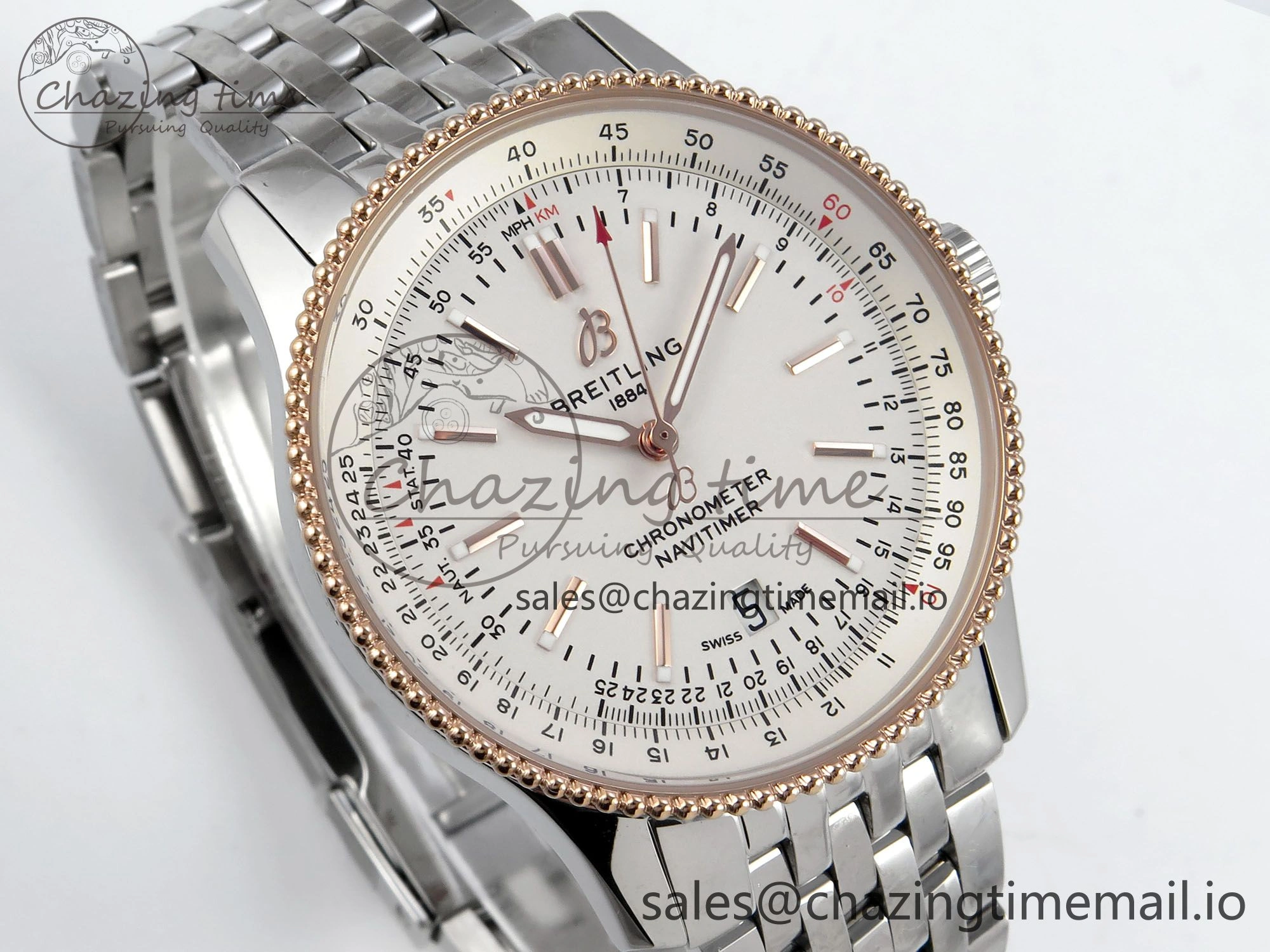 Navitimer 1 RG 41mm TF 1:1 Best Edition SS Bezel White Dial on SS Bracelet A2824