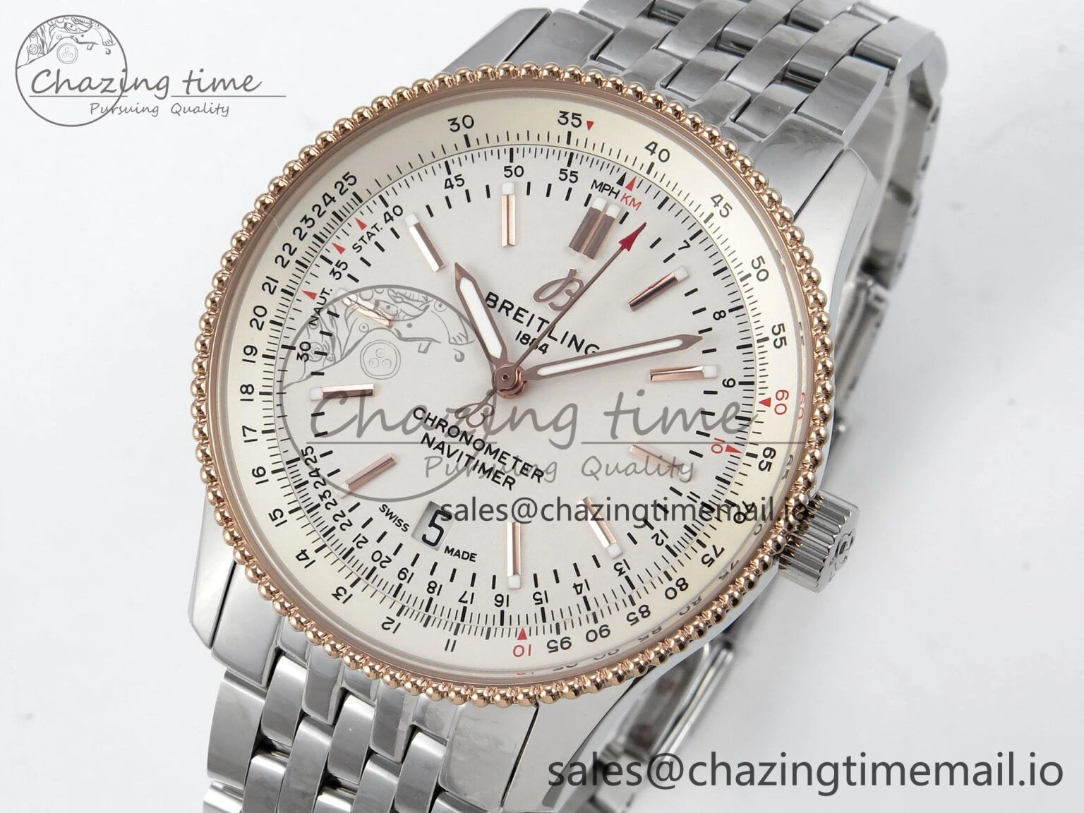 Navitimer 1 RG 41mm TF 1:1 Best Edition SS Bezel White Dial on SS Bracelet A2824