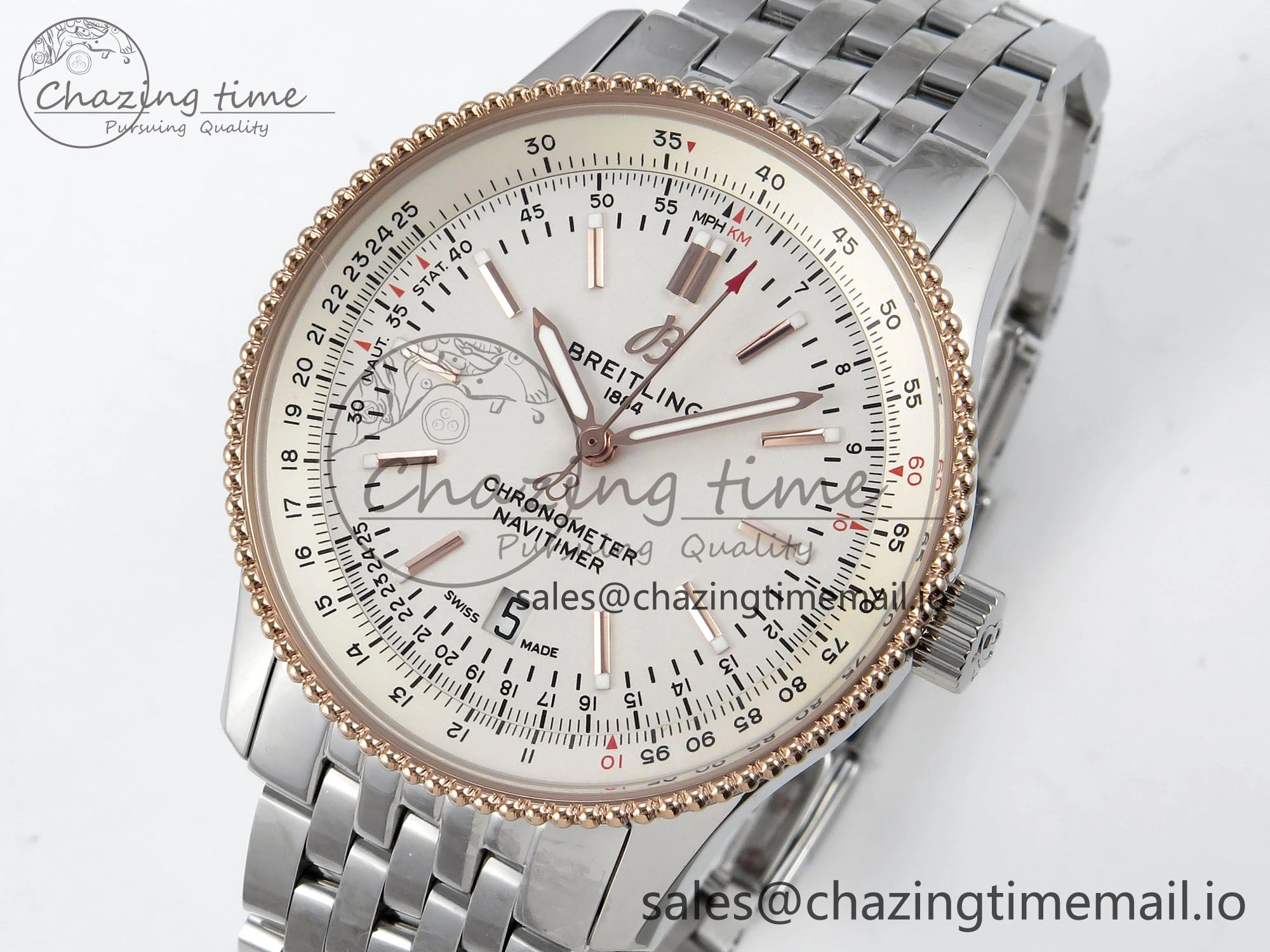Navitimer 1 RG 41mm TF 1:1 Best Edition SS Bezel White Dial on SS Bracelet A2824