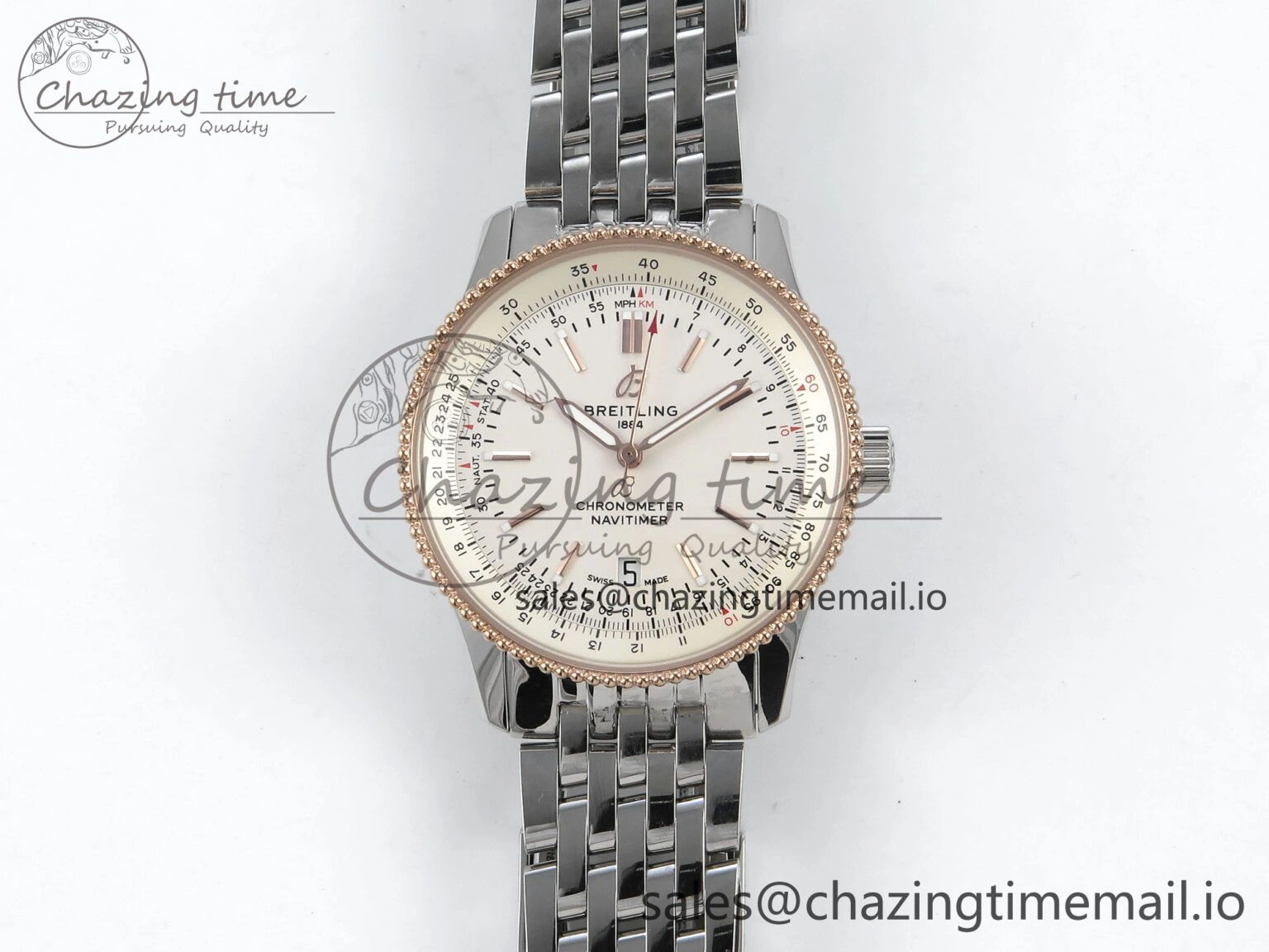 Navitimer 1 RG 41mm TF 1:1 Best Edition SS Bezel White Dial on SS Bracelet A2824
