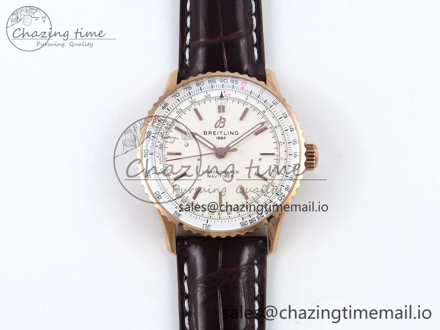 Navitimer 1 RG 41mm TF 1:1 Best Edition White Bezel White Dial on Brown Leather Strap A2824