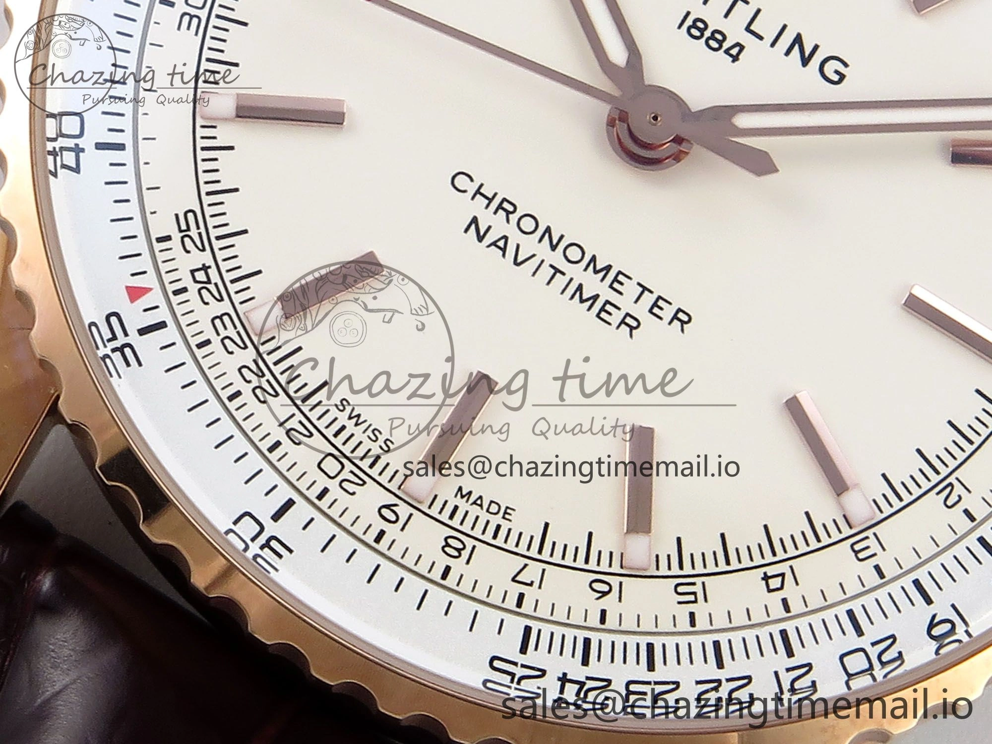 Navitimer 1 RG 41mm TF 1:1 Best Edition White Bezel White Dial on Brown Leather Strap A2824