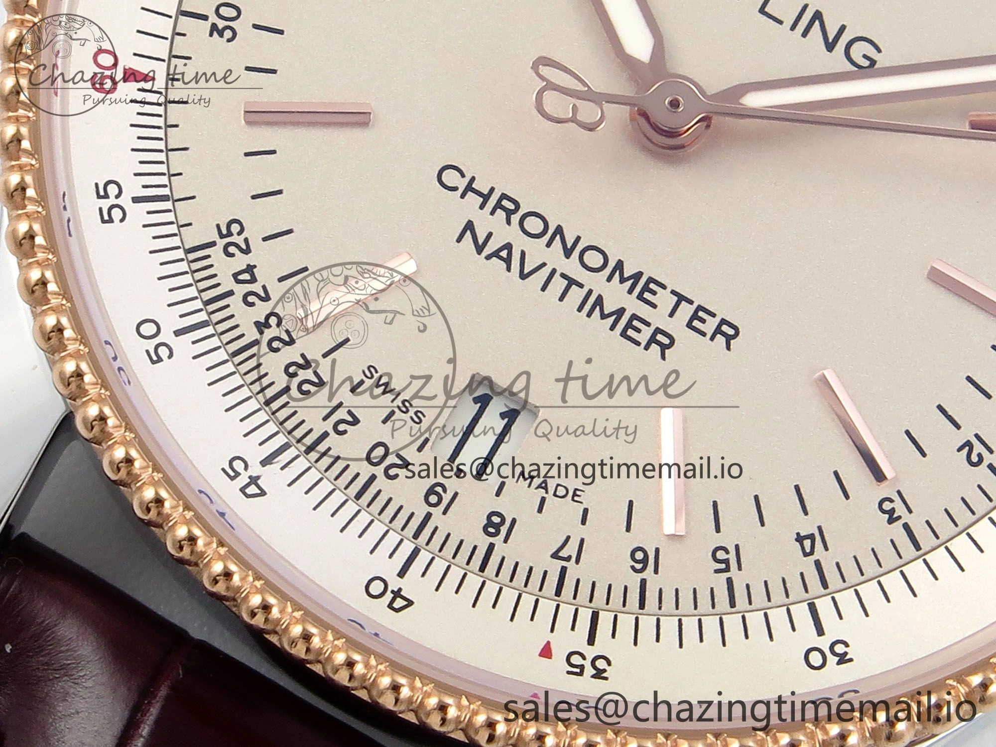 Navitimer 1 RG SS 38mm TF 1:1 Best Edition White Bezel White Dial on Brown Leather Strap A2824