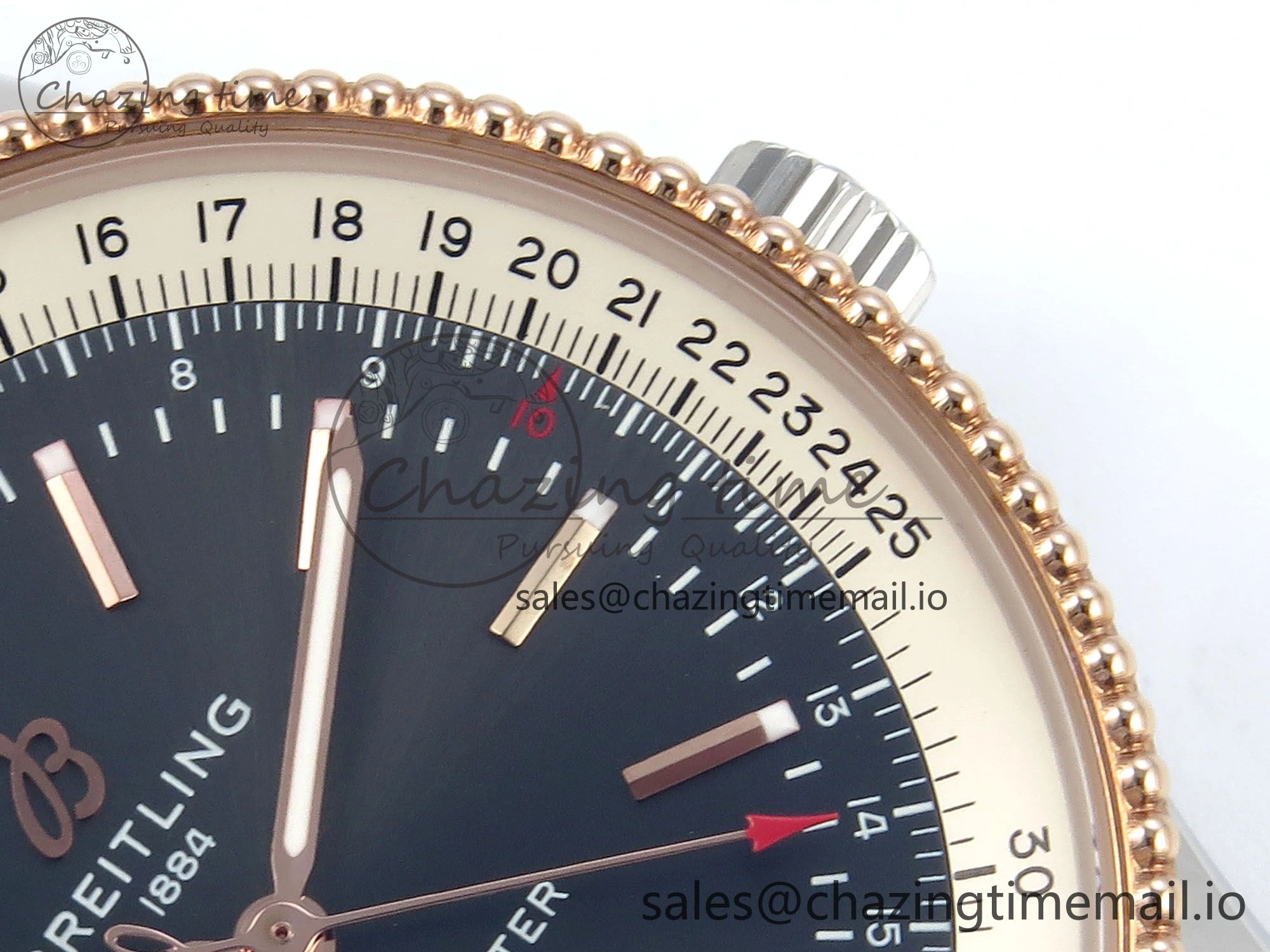 Navitimer 1 RG SS 41mm TF 1:1 Best Edition White Bezel Gray Dial on Blue Leather Strap A2824