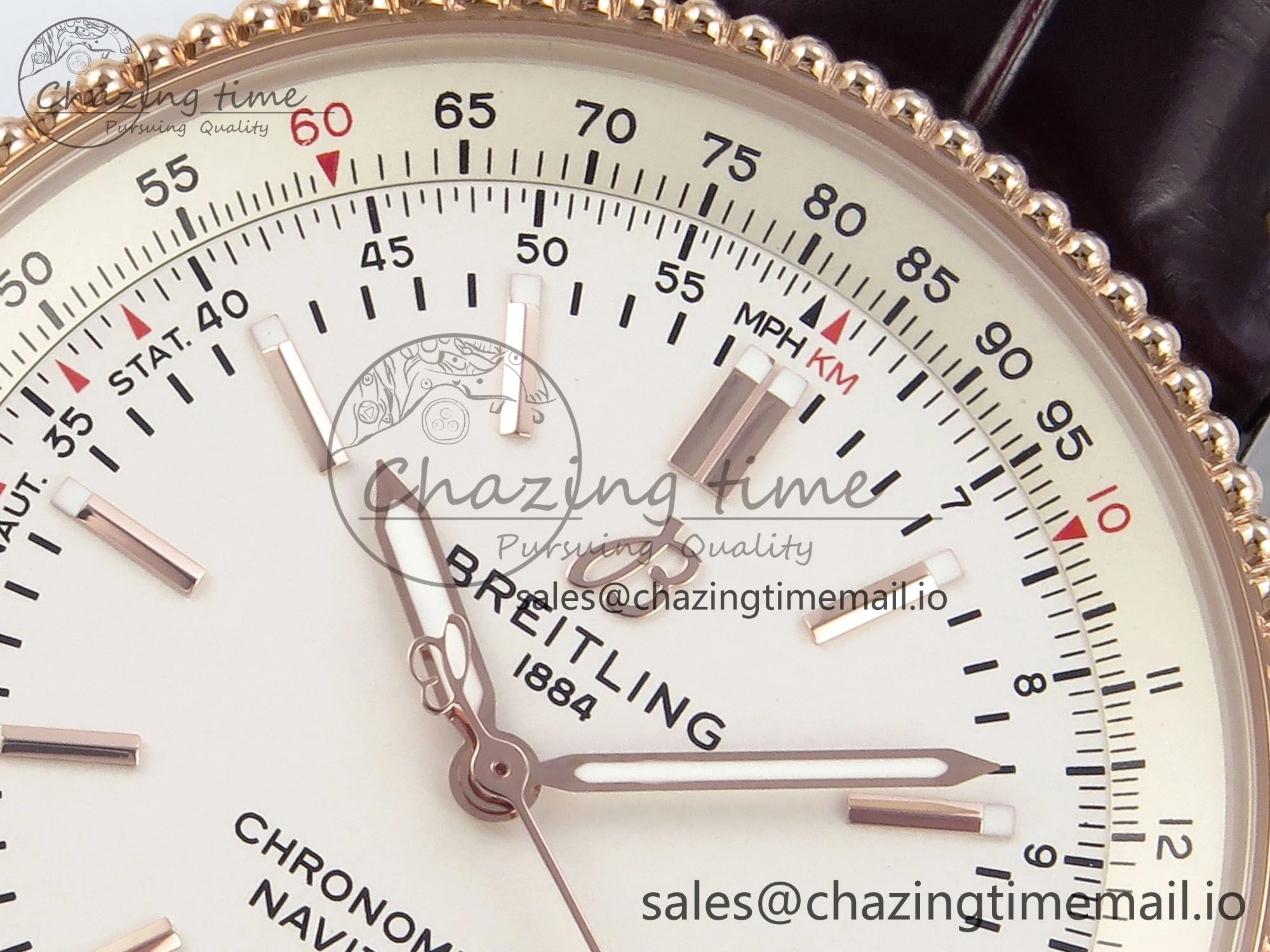 Navitimer 1 RG SS 41mm TF 1:1 Best Edition White Bezel White Dial on Brown Leather Strap A2824