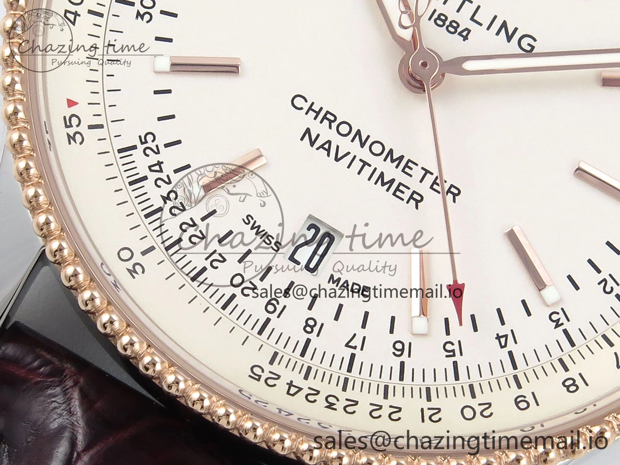 Navitimer 1 RG SS 41mm TF 1:1 Best Edition White Bezel White Dial on Brown Leather Strap A2824