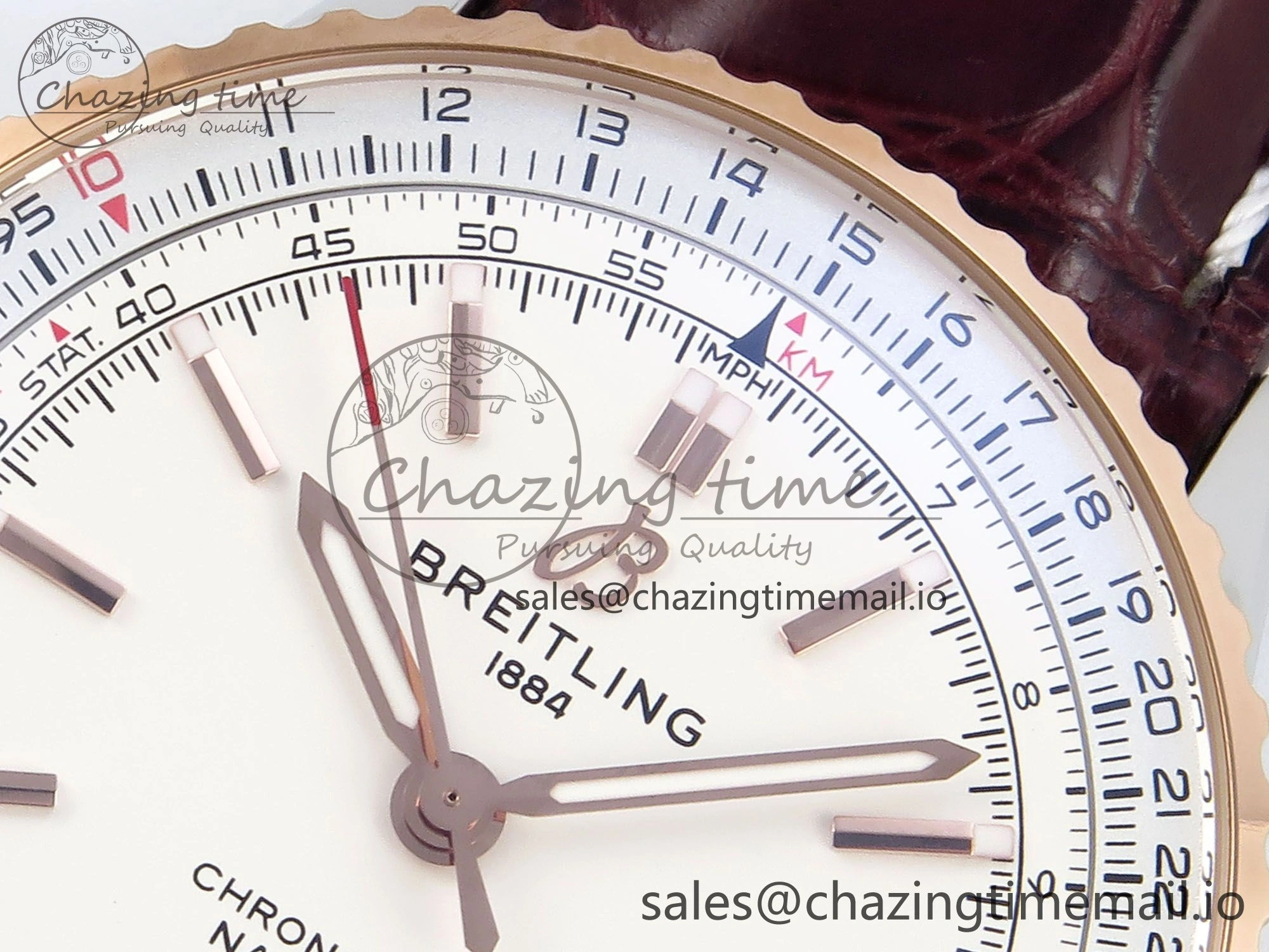 Navitimer 1 RG SS 41mm TF 1:1 Best Edition White Bezel White Dial on Brown Leather Strap A2824