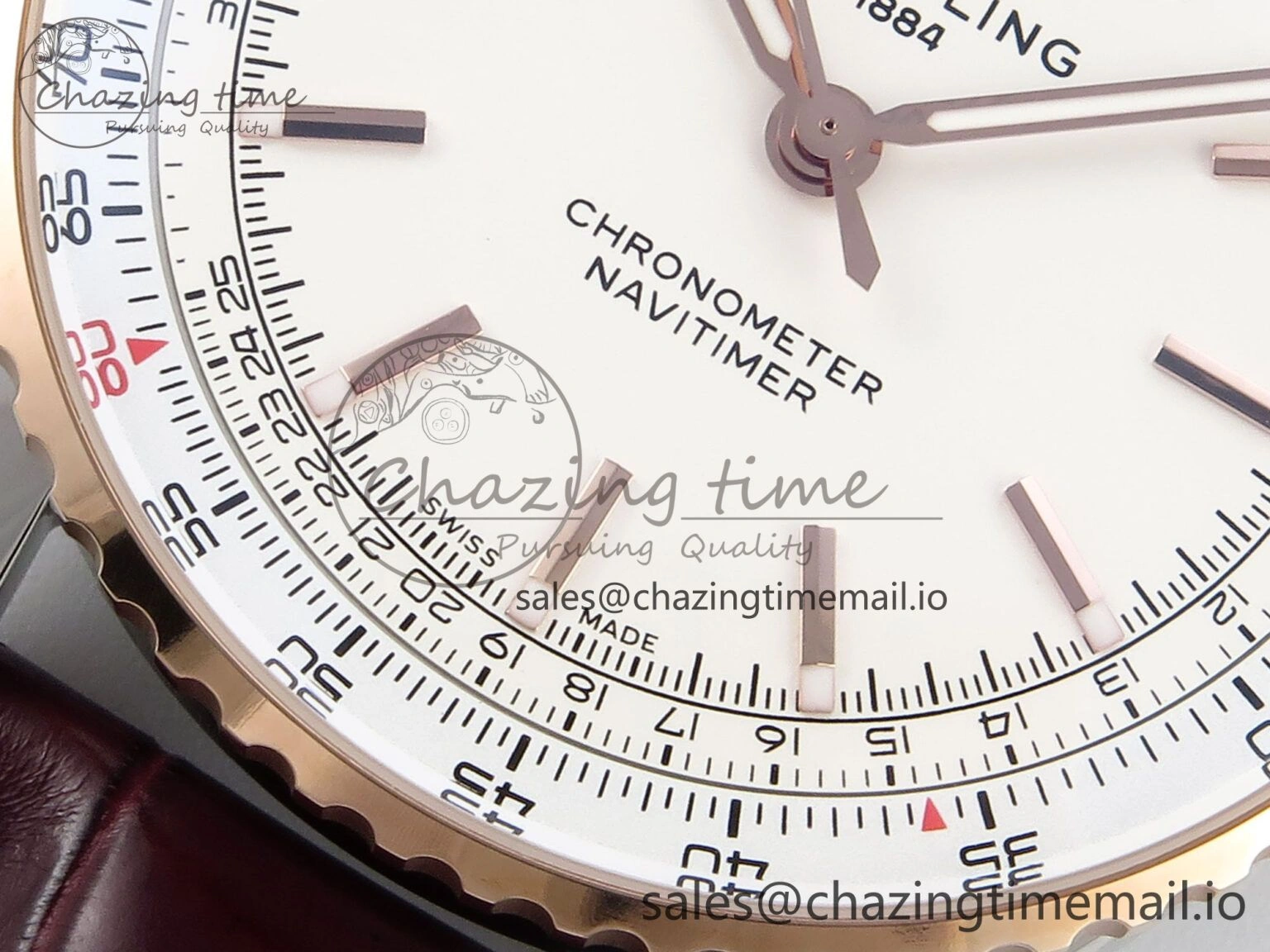 Navitimer 1 RG SS 41mm TF 1:1 Best Edition White Bezel White Dial on Brown Leather Strap A2824